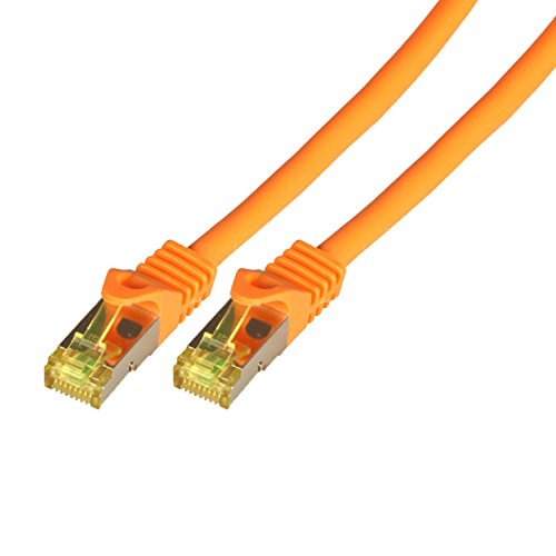 BIGtec 0,25m CAT7 Gigabit Patchkabel Netzwerkkabel orange Kupferkabel Patch Ethernet LAN DSL Kabel RJ45, Cat 7, S/FTP PIMF gelbe Stecker von BIGtec