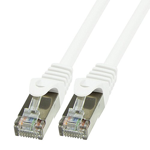 BIGtec LAN Kabel 0,25m Netzwerkkabel Ethernet Internet Patchkabel CAT.5 weiß Gigabit SFTP doppelt geschirmt für Netzwerke Modem Router Switch 2 x RJ45 kompatibel zu CAT.6 CAT.6a CAT.7 Stecker von BIGtec