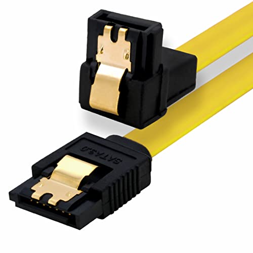 BIGtec 0,3m SATA Kabel S-ATA III Datenkabel Anschlusskabel gelb Winkel HDD SSD 6GBit/s Stecker L-Type/L-Type 90° 30cm vergoldet gerade/gewinkelt serial ATA Verriegelung SATA-3 von BIGtec