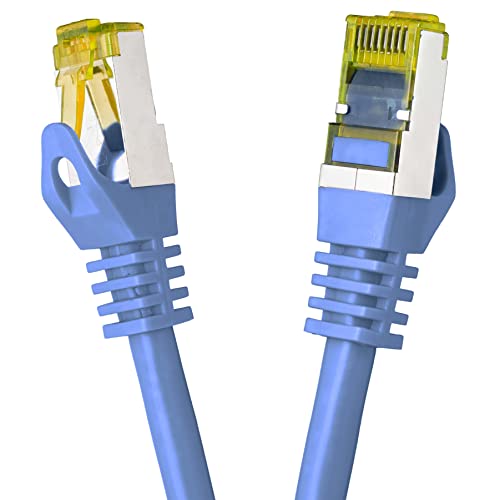 BIGtec LAN Kabel 0,5m Netzwerkkabel CAT7 Ethernet Internet Patchkabel CAT.7 blau Gigabit doppelt geschirmt Netzwerke Modem Router Switch 2 x Stecker RJ45 kompatibel zu CAT.5 CAT.6 CAT.6a CAT.8 von BIGtec