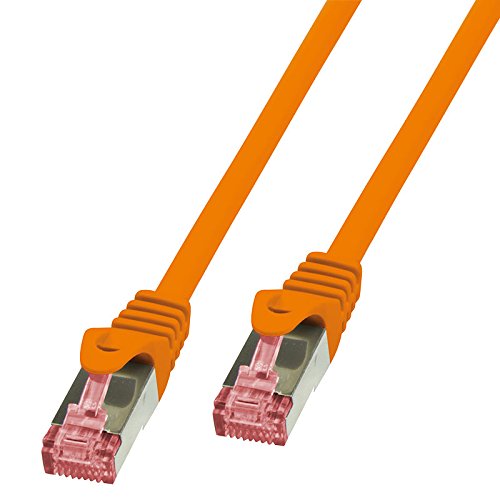 BIGtec LAN Kabel 0,5m Netzwerkkabel Ethernet Internet Patchkabel CAT.6 orange Gigabit SFTP doppelt geschirmt für Netzwerke Modem Router Switch 2 x RJ45 kompatibel zu CAT.5 CAT.6a CAT.7 Stecker von BIGtec