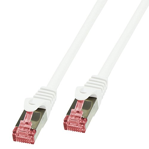 BIGtec LAN Kabel 0,5m Netzwerkkabel Ethernet Internet Patchkabel CAT.6 weiß Gigabit SFTP doppelt geschirmt für Netzwerke Modem Router Switch 2 x RJ45 kompatibel zu CAT.5 CAT.6a CAT.7 Stecker von BIGtec