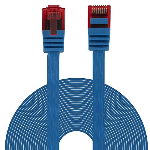 BIGtec Ethernet LAN Kabel 0,5m Flexibles flaches Netzwerkkabel Patchkabel blau flachband Cable Gigabit DSL ISDN Flachbandkabel Verlegekabel RJ45 Stecker von BIGtec