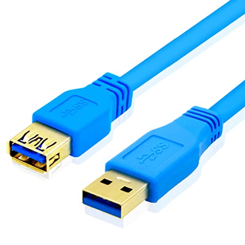 BIGtec 0,5m USB 3.0 Verlängerung Kabel Verlängerungskabel A-USB-Stecker auf B-USB-Buchse 5 GBit/s blau für Kartenlesegerät,Tastatur, Drucker, Scanner, Kamera, Hub, Maus von BIGtec