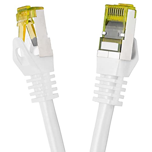 BIGtec LAN Kabel 1,5m Netzwerkkabel CAT7 Ethernet Internet Patchkabel CAT.7 weiß Gigabit doppelt geschirmt Netzwerke Modem Router Switch 2 x Stecker RJ45 kompatibel zu CAT.5 CAT.6 CAT.6a CAT.8 von BIGtec