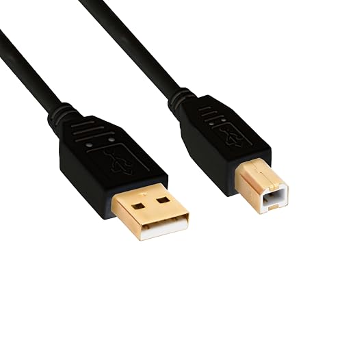 BIGtec 1,8m Druckerkabel USB Kabel A/B Datenkabel A-Stecker zu B-Stecker vergoldet Datenkabel für Drucker Scanner Festplattengehäuse externe Festplatten schwarz von BIGtec