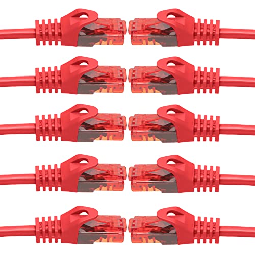 BIGtec - 10 Stück - 0,75m Gigabit Netzwerkkabel Patchkabel Ethernet LAN DSL Patch Kabel rot (2x RJ-45 Anschluß, CAT.5e, kompatibel zu CAT.6 CAT.6a CAT.7) 0,75 Meter von BIGtec