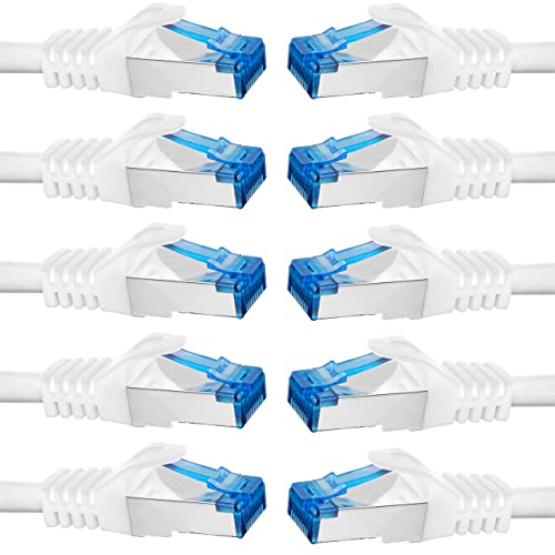 BIGtec - 10 Stück - 15m CAT.7 Gigabit Patchkabel Netzwerkkabel weiß Kupferkabel Patch Ethernt LAN DSL Kabel CAT7 (RJ45, Cat 7, S/FTP PIMF) 15,00m von BIGtec