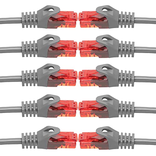 BIGtec - 10 Stück - 15m Gigabit Netzwerkkabel Patchkabel Ethernet LAN DSL Patch Kabel grau (2x RJ-45 Anschluß, CAT.5e, kompatibel zu CAT.6 CAT.6a CAT.7) 15 Meter von BIGtec