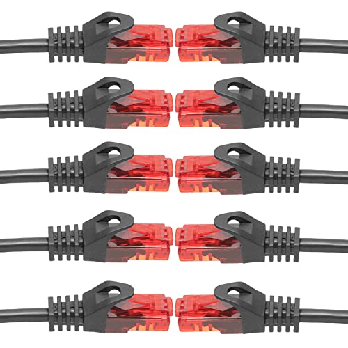 BIGtec 10 Stück - 1m LAN Kabel Netzwerkkabel Patchkabel Ethernet 2 x RJ45 Stecker High Speed schwarz kompatibel zu Cat.5 Cat.6 Cat.7 Cat.8 Switch Router Modem Patchpanel Access Point Patchfeld von BIGtec