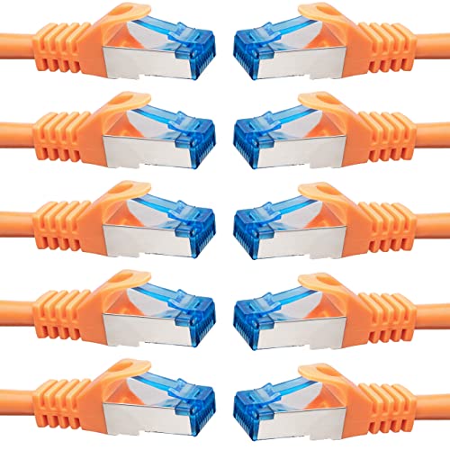 BIGtec - 10 Stück - 20m CAT.7 Gigabit Patchkabel Netzwerkkabel orange Kupferkabel Patch Ethernt LAN DSL Kabel CAT7 (RJ45, Cat 7, S/FTP PIMF) 20,00m von BIGtec