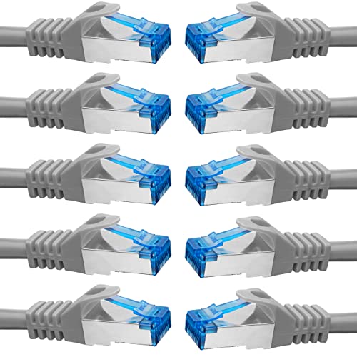BIGtec - 10 Stück - 30m CAT.7 Gigabit Patchkabel Netzwerkkabel grau Kupferkabel Patch Ethernt LAN DSL Kabel CAT7 (RJ45, Cat 7, S/FTP PIMF) 30,00m von BIGtec