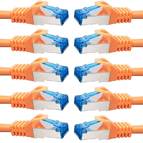 BIGtec - 10 Stück - 30m CAT.7 Gigabit Patchkabel Netzwerkkabel orange Kupferkabel Patch Ethernt LAN DSL Kabel CAT7 (RJ45, Cat 7, S/FTP PIMF) 30,00m von BIGtec