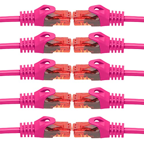 BIGtec - 10 Stück - 7,5m Gigabit Netzwerkkabel Patchkabel Ethernet LAN DSL Patch Kabel pink (2x RJ-45 Anschluß, CAT.5e, kompatibel zu CAT.6 CAT.6a CAT.7) 7,5 Meter von BIGtec