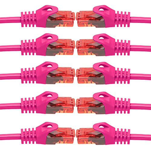 BIGtec 10 Stück – 7,5m LAN Kabel Netzwerkkabel Patchkabel Ethernet 2 x RJ45 Stecker High Speed pink kompatibel zu Cat.5 Cat.6 Cat.7 Cat.8 Switch Router Modem Patchpanel Access Point Patchfeld von BIGtec