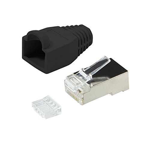 BIGtec 100 x RJ45 Stecker CAT.5 schwarz Gigabit Crimpstecker RJ-45 Modular Plug Ethernet LAN Kabel Steckverbinder Netzwerkstecker geschirmt CAT .5e von BIGtec