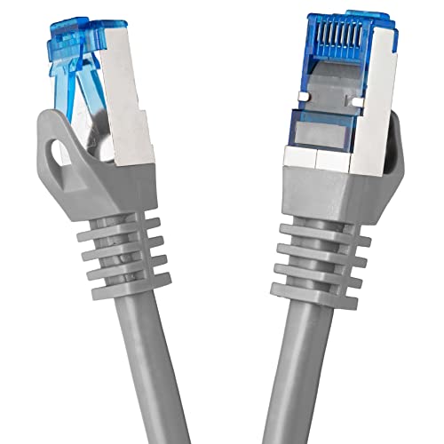 BIGtec 1m CAT.7 LAN Ethernet Kabel Netzwerkkabel Patchkabel Gigabit Patch DSL grau Kupferkabel doppelt geschirmt RJ45 Stecker Cat7 S/FTP PIMF kompatibel PS5 Netzwerk Switch DSL Router Modem von BIGtec