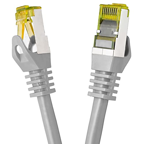 BIGtec LAN Kabel 1m Netzwerkkabel CAT7 Ethernet Internet Patchkabel CAT.7 grau Gigabit doppelt geschirmt Netzwerke Modem Router Switch 2 x Stecker RJ45 kompatibel zu CAT.5 CAT.6 CAT.6a CAT.8 von BIGtec