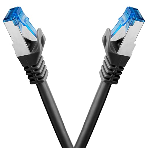 BIGtec - 2 Stück - 0,15m CAT 7 Kabel Netzwerkkabel Patchkabel Gigabit Patch DSL LAN Kabel CAT.7 Ethernet schwarz Kupferkabel doppelt geschirmt RJ45 Stecker Cat-7 S/FTP PIMF 10 Gbps 15cm kurzes Kabel von BIGtec