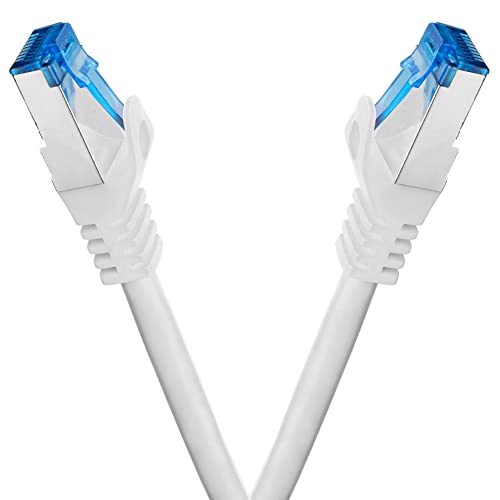 BIGtec - 2 Stück - 1m CAT.7 Gigabit Patchkabel Netzwerkkabel weiß Kupferkabel Patch Ethernt LAN DSL Kabel CAT7 (RJ45, Cat 7, S/FTP PIMF) 100cm 1,00m von BIGtec