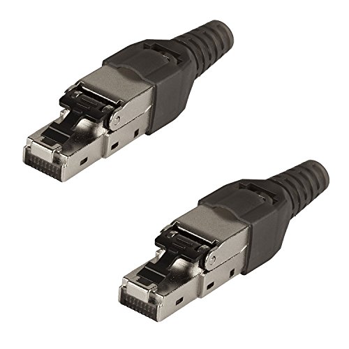 BIGtec 2 Stück RJ45 Stecker Gigabit für Patchkabel Verlegekabel Kabel - werkzeugfreie Montage - geschirmt Ethernet LAN Crimpstecker Netzwerkstecker Steckverbinder Modular plug CAT AWG 22 - AWG27 von BIGtec