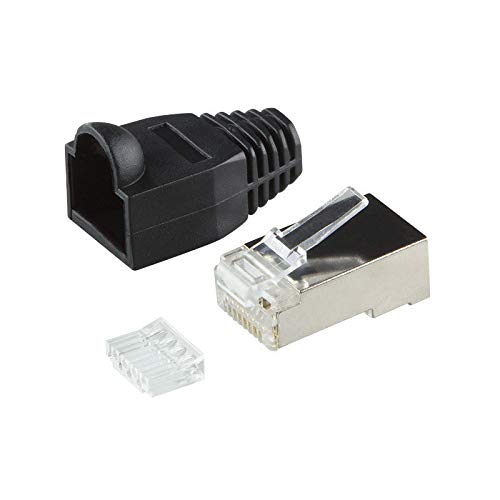 BIGtec 2 x RJ45 Stecker CAT.6 schwarz Gigabit Crimpstecker RJ-45 Modular Plug Ethernet LAN Kabel Steckverbinder Netzwerkstecker geschirmt CAT6 von BIGtec