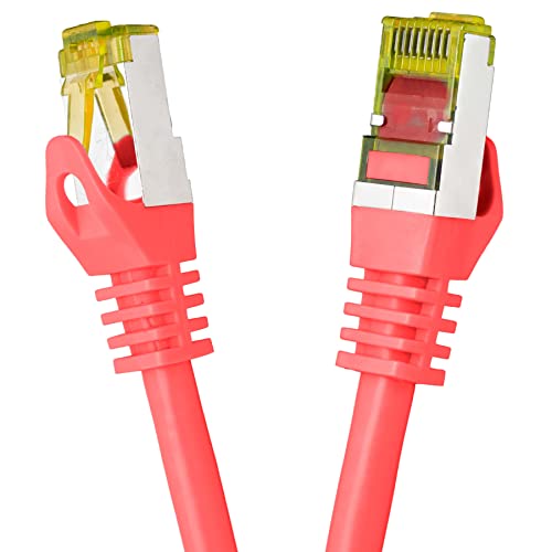 BIGtec LAN Kabel 25m Netzwerkkabel CAT7 Ethernet Internet Patchkabel CAT.7 rot Gigabit doppelt geschirmt Netzwerke Modem Router Switch 2 x Stecker RJ45 kompatibel zu CAT.5 CAT.6 CAT.6a CAT.8 von BIGtec
