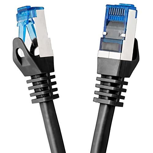BIGtec 2m CAT.7 LAN Ethernet Kabel Netzwerkkabel Patchkabel Gigabit Patch DSL schwarz Kupferkabel doppelt geschirmt RJ45 Stecker Cat7 S/FTP PIMF kompatibel PS5 Netzwerk Switch DSL Router Modem von BIGtec