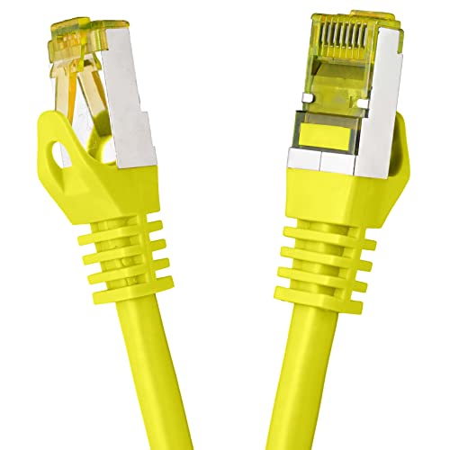 BIGtec LAN Kabel 30m Netzwerkkabel CAT7 Ethernet Internet Patchkabel CAT.7 gelb Gigabit doppelt geschirmt Netzwerke Modem Router Switch 2 x Stecker RJ45 kompatibel zu CAT.5 CAT.6 CAT.6a CAT.8 von BIGtec