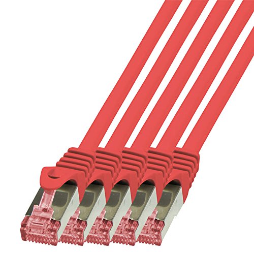 BIGtec LAN Kabel 5 Stück 0,15m Netzwerkkabel Ethernet Internet Patchkabel CAT.6 rot Gigabit SFTP doppelt geschirmt für Netzwerke Modem Router Switch 2 x RJ45 kompatibel zu CAT.5 CAT.6a CAT.7 Stecker von BIGtec