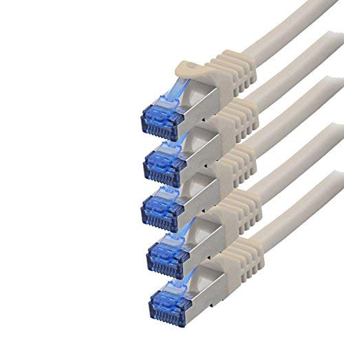 BIGtec - 5 Stück - 1m CAT.7 Gigabit Patchkabel Netzwerkkabel grau Kupferkabel Patch Ethernt LAN DSL Kabel CAT7 (RJ45, Cat 7, S/FTP PIMF) 100cm von BIGtec