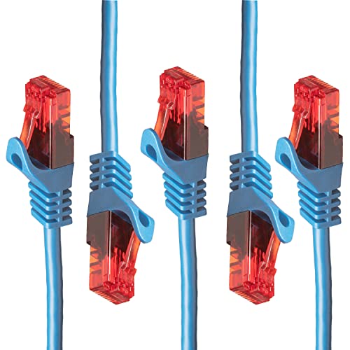 BIGtec - 5 Stück - 25m Gigabit Netzwerkkabel Patchkabel Ethernet LAN DSL Patch Kabel blau (2x RJ-45 Anschluß, CAT.5e, kompatibel zu CAT.6 CAT.6a CAT.7) 25 Meter von BIGtec