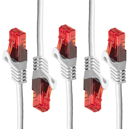 BIGtec - 5 Stück - 25m Gigabit Netzwerkkabel Patchkabel Ethernet LAN DSL Patch Kabel weiß (2x RJ-45 Anschluß, CAT.5e, kompatibel zu CAT.6 CAT.6a CAT.7) 25 Meter von BIGtec