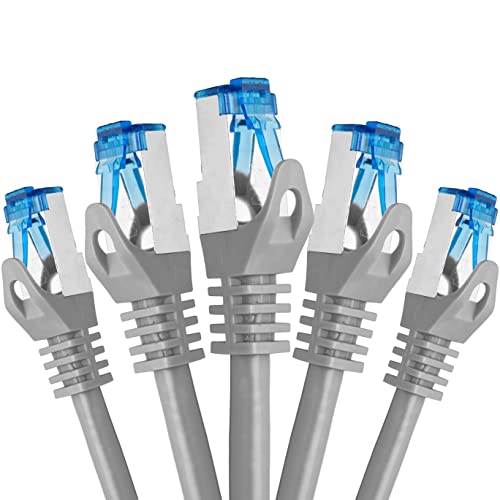 BIGtec - 5 Stück - 30m CAT.7 Gigabit Patchkabel Netzwerkkabel grau Kupferkabel Patch Ethernt LAN DSL Kabel CAT7 (RJ45, Cat 7, S/FTP PIMF) 30,00m von BIGtec