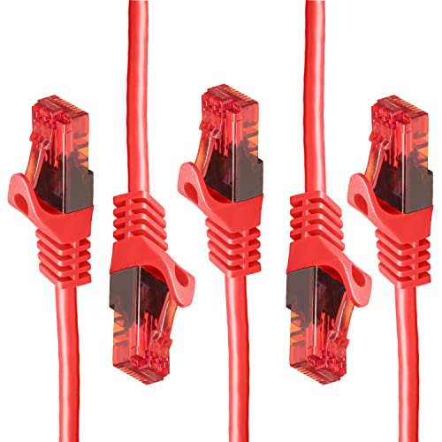 BIGtec 5 Stück – 50m LAN Kabel Netzwerkkabel Patchkabel Ethernet 2 x RJ45 Stecker High Speed rot kompatibel zu Cat.5 Cat.6 Cat.7 Cat.8 Switch Router Modem Patchpanel Access Point Patchfeld von BIGtec