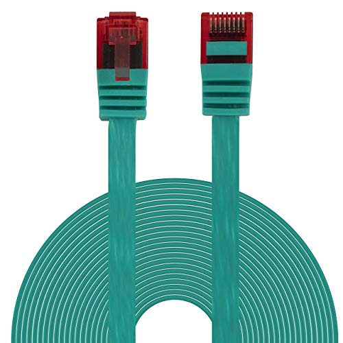 BIGtec Ethernet LAN Kabel 7,5m Flexibles flaches Netzwerkkabel Patchkabel grün flachband Cable Gigabit DSL ISDN Flachbandkabel Verlegekabel RJ45 Stecker von BIGtec