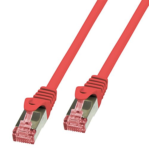 BIGtec LAN Kabel 0,5m Netzwerkkabel Ethernet Internet Patchkabel CAT.6 rot Gigabit SFTP doppelt geschirmt für Netzwerke Modem Router Switch 2 x RJ45 kompatibel zu CAT.5 CAT.6a CAT.7 Stecker von BIGtec