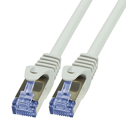 BIGtec LAN Kabel 0,5m Netzwerkkabel Ethernet Internet Patchkabel CAT.6a grau Gigabit SFTP doppelt geschirmt für Netzwerke Modem Router Switch 2 x RJ45 kompatibel zu CAT.5 CAT.6 CAT.7 Stecker von BIGtec