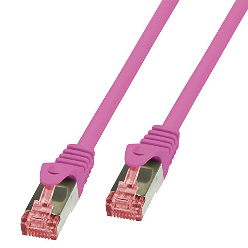 BIGtec LAN Kabel 1,5m Netzwerkkabel Ethernet Internet Patchkabel CAT.6 Magenta Gigabit SFTP doppelt geschirmt für Netzwerke Modem Router Switch 2 x RJ45 kompatibel zu CAT.5 CAT.6a CAT.7 Stecker von BIGtec