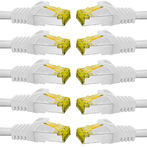 BIGtec LAN Kabel 10 Stück 1,5m Netzwerkkabel CAT7 Ethernet Internet Patchkabel CAT.7 weiß Gigabit doppelt geschirmt Netzwerke Router Switch 2 x Stecker RJ45 kompatibel zu CAT.5 CAT.6 CAT.6a CAT.8 BIGtec LAN Kabel 10 Stück 1,5m Netzwerkkabel CAT7 Ethernet Internet Patchkabel CAT.7 weiß Gigabit doppelt geschirmt Netzwerke Router Switch 2 x Stecker RJ45 kompatibel zu CAT.5 CAT.6 CAT.6a CAT.8 von BIGtec