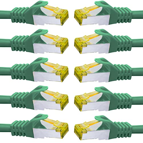 BIGtec LAN Kabel 10 Stück 10m Netzwerkkabel CAT7 Ethernet Internet Patchkabel CAT.7 grün Gigabit doppelt geschirmt Netzwerke Router Switch 2 x Stecker RJ45 kompatibel zu CAT.5 CAT.6 CAT.6a CAT.8 BIGtec LAN Kabel 10 Stück 10m Netzwerkkabel CAT7 Ethernet Internet Patchkabel CAT.7 grün Gigabit doppelt geschirmt Netzwerke Router Switch 2 x Stecker RJ45 kompatibel zu CAT.5 CAT.6 CAT.6a CAT.8 von BIGtec