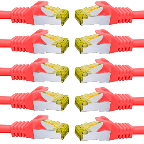 BIGtec LAN Kabel 10 Stück 20m Netzwerkkabel CAT7 Ethernet Internet Patchkabel CAT.7 rot Gigabit doppelt geschirmt Netzwerke Router Switch 2 x Stecker RJ45 kompatibel zu CAT.5 CAT.6 CAT.6a CAT.8 BIGtec LAN Kabel 10 Stück 20m Netzwerkkabel CAT7 Ethernet Internet Patchkabel CAT.7 rot Gigabit doppelt geschirmt Netzwerke Router Switch 2 x Stecker RJ45 kompatibel zu CAT.5 CAT.6 CAT.6a CAT.8 von BIGtec