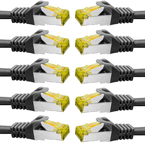 BIGtec LAN Kabel 10 Stück 25m Netzwerkkabel CAT7 Ethernet Internet Patchkabel CAT.7 schwarz Gigabit doppelt geschirmt Netzwerke Router Switch 2 x Stecker RJ45 kompatibel zu CAT.5 CAT.6 CAT.6a CAT.8 BIGtec LAN Kabel 10 Stück 25m Netzwerkkabel CAT7 Ethernet Internet Patchkabel CAT.7 schwarz Gigabit doppelt geschirmt Netzwerke Router Switch 2 x Stecker RJ45 kompatibel zu CAT.5 CAT.6 CAT.6a CAT.8 von BIGtec