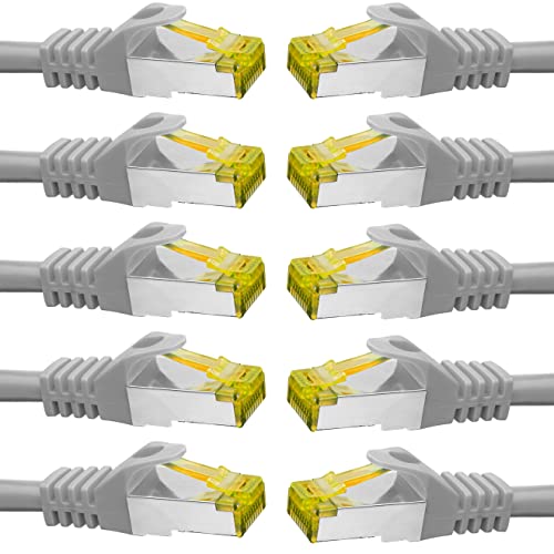BIGtec LAN Kabel 10 Stück 2m Netzwerkkabel CAT7 Ethernet Internet Patchkabel CAT.7 grau Gigabit doppelt geschirmt Netzwerke Router Switch 2 x Stecker RJ45 kompatibel zu CAT.5 CAT.6 CAT.6a CAT.8 BIGtec LAN Kabel 10 Stück 2m Netzwerkkabel CAT7 Ethernet Internet Patchkabel CAT.7 grau Gigabit doppelt geschirmt Netzwerke Router Switch 2 x Stecker RJ45 kompatibel zu CAT.5 CAT.6 CAT.6a CAT.8 von BIGtec