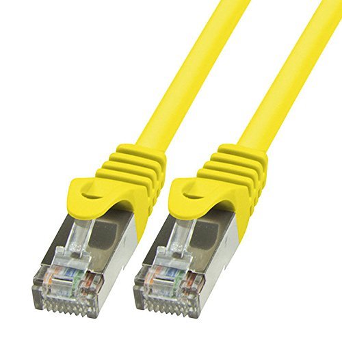 BIGtec LAN Kabel 1m Netzwerkkabel Ethernet Internet Patchkabel CAT.5 gelb Gigabit SFTP doppelt geschirmt für Netzwerke Modem Router Switch 2 x RJ45 kompatibel zu CAT.6 CAT.6a CAT.7 Stecker von BIGtec