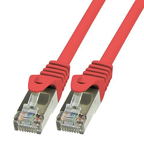 BIGtec LAN Kabel 1m Netzwerkkabel Ethernet Internet Patchkabel CAT.5 rot Gigabit SFTP doppelt geschirmt für Netzwerke Modem Router Switch 2 x RJ45 kompatibel zu CAT.6 CAT.6a CAT.7 Stecker von BIGtec