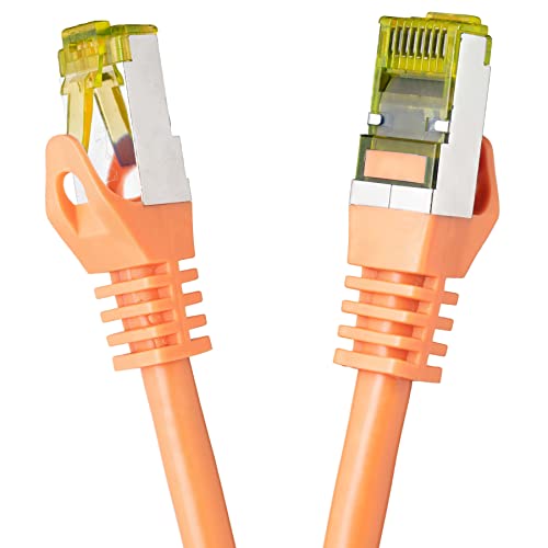 BIGtec LAN Kabel 25m Netzwerkkabel CAT7 Ethernet Internet Patchkabel CAT.7 orange Gigabit doppelt geschirmt Netzwerke Modem Router Switch 2 x Stecker RJ45 kompatibel zu CAT.5 CAT.6 CAT.6a CAT.8 von BIGtec