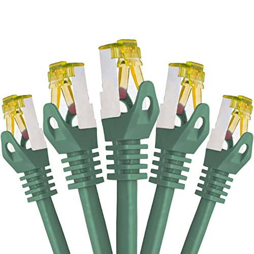 BIGtec LAN Kabel 5 Stück 10m Netzwerkkabel CAT7 Ethernet Internet Patchkabel CAT.7 grün Gigabit doppelt geschirmt Netzwerke Router Switch 2 x Stecker RJ45 kompatibel zu CAT.5 CAT.6 CAT.6a CAT.8 BIGtec LAN Kabel 5 Stück 10m Netzwerkkabel CAT7 Ethernet Internet Patchkabel CAT.7 grün Gigabit doppelt geschirmt Netzwerke Router Switch 2 x Stecker RJ45 kompatibel zu CAT.5 CAT.6 CAT.6a CAT.8 von BIGtec