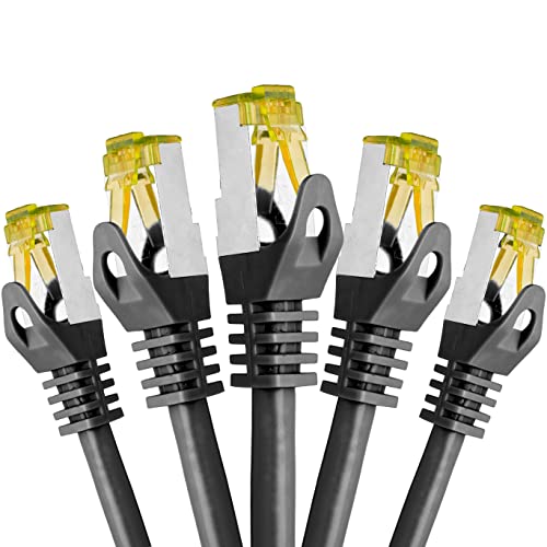 BIGtec LAN Kabel 5 Stück 10m Netzwerkkabel CAT7 Ethernet Internet Patchkabel CAT.7 schwarz Gigabit doppelt geschirmt Netzwerke Router Switch 2 x Stecker RJ45 kompatibel zu CAT.5 CAT.6 CAT.6a CAT.8 BIGtec LAN Kabel 5 Stück 10m Netzwerkkabel CAT7 Ethernet Internet Patchkabel CAT.7 schwarz Gigabit doppelt geschirmt Netzwerke Router Switch 2 x Stecker RJ45 kompatibel zu CAT.5 CAT.6 CAT.6a CAT.8 von BIGtec