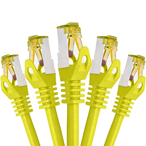 BIGtec LAN Kabel 5 Stück 1m Netzwerkkabel CAT7 Ethernet Internet Patchkabel CAT.7 gelb Gigabit doppelt geschirmt Netzwerke Router Switch 2 x Stecker RJ45 kompatibel zu CAT.5 CAT.6 CAT.6a CAT.8 BIGtec LAN Kabel 5 Stück 1m Netzwerkkabel CAT7 Ethernet Internet Patchkabel CAT.7 gelb Gigabit doppelt geschirmt Netzwerke Router Switch 2 x Stecker RJ45 kompatibel zu CAT.5 CAT.6 CAT.6a CAT.8 von BIGtec